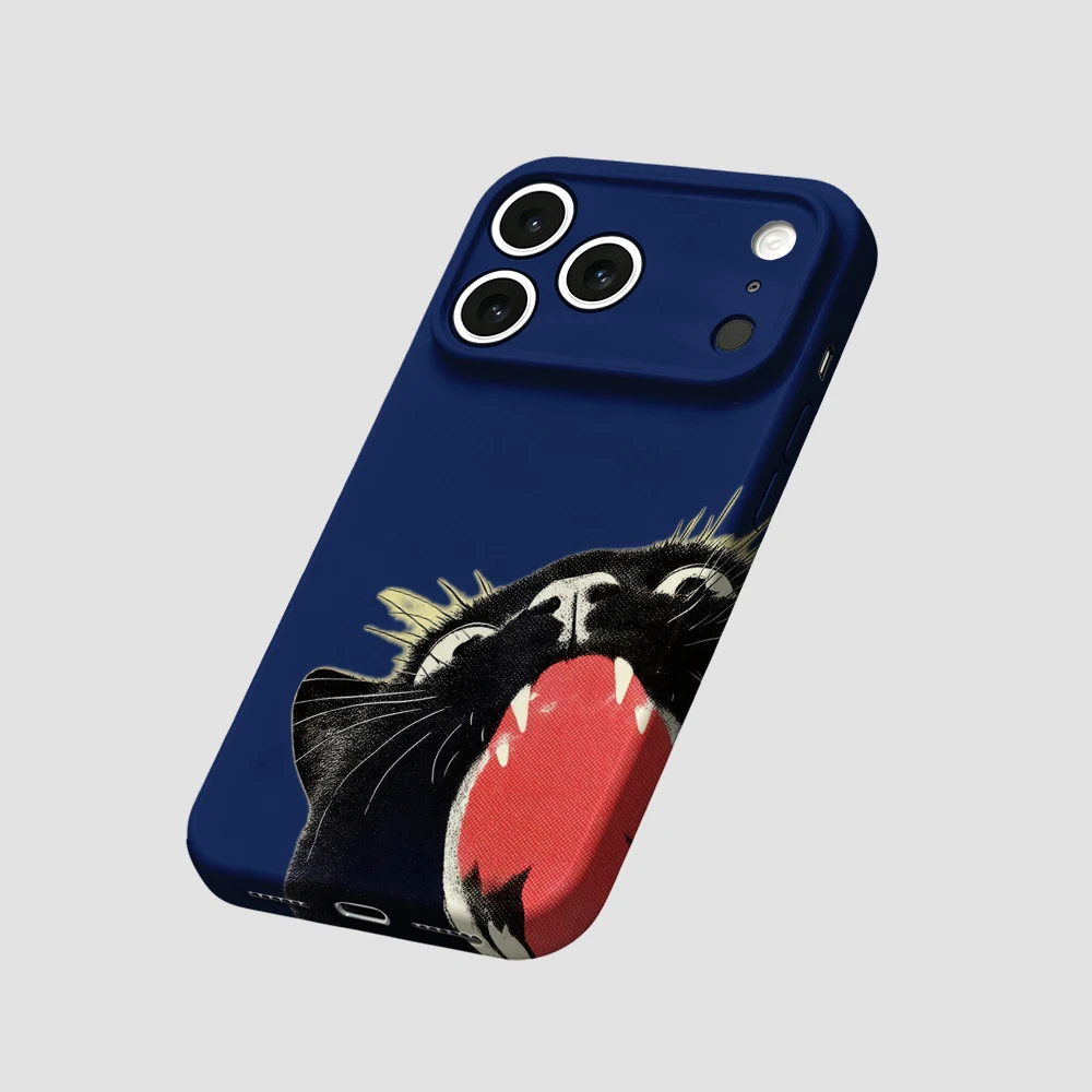 Silly Black Cat blue Phone Case For iPhone 17 16 15 14 13 12 11 Pro Max Air 16e 7 8 Plus XS Max X XR Hard PC Bumper Cover - view 6