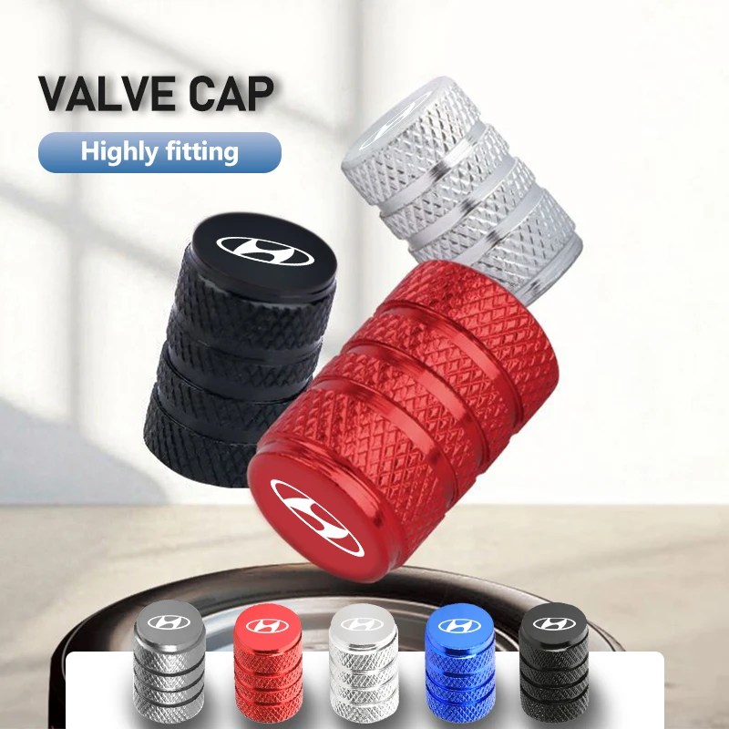 Capa de Válvula de Pneus de Carro 4PCS à Prova d'Água para Hyundai i10 i20 i30 i40 ix20 ix35 ix55 Nexo ‌   IONIQ Starex Solaris