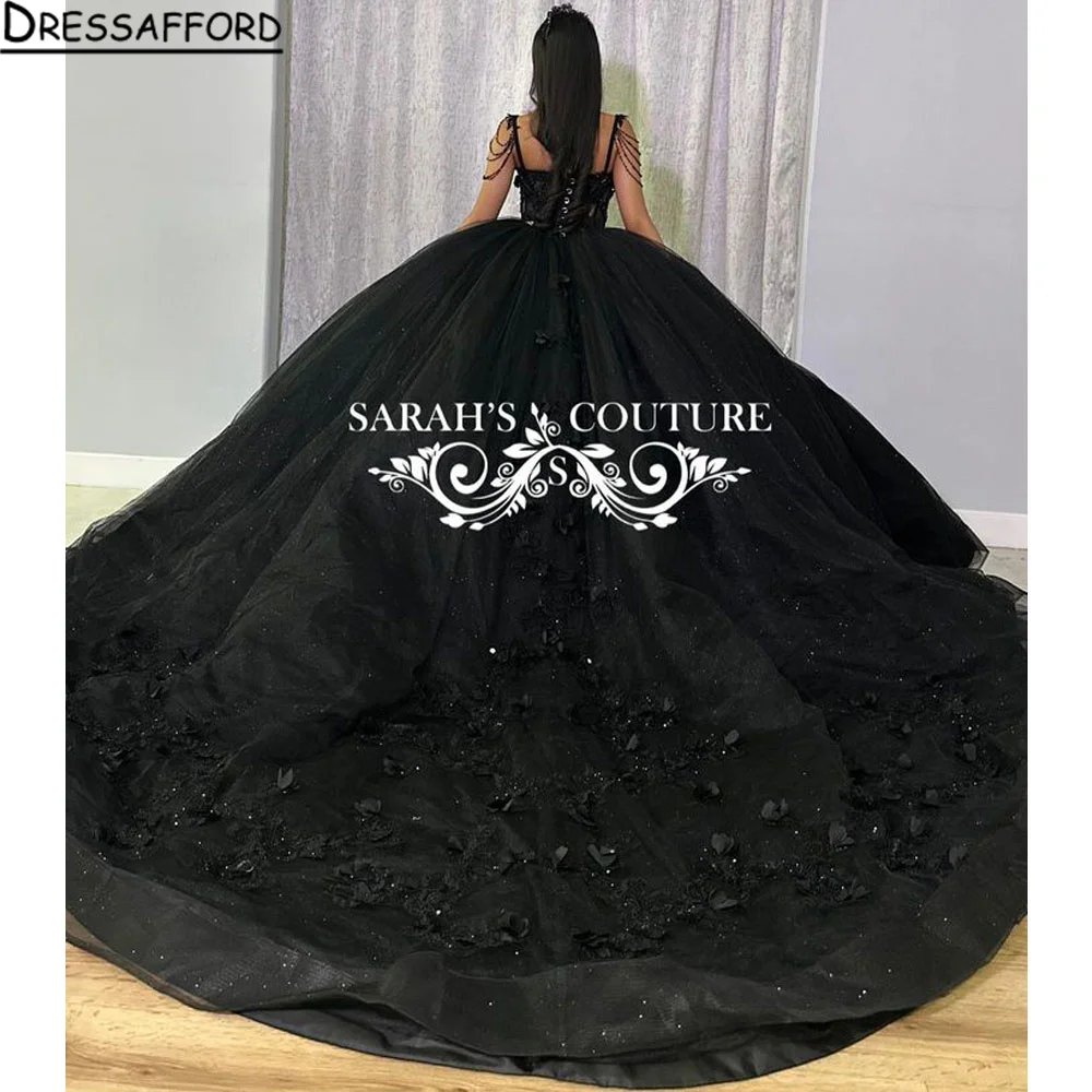 Black Embellished Quinceanera Dress 2024 Ball Gown Appliques Beading Sequins Sweet 15 16 Dress Vestido De 15 Anos