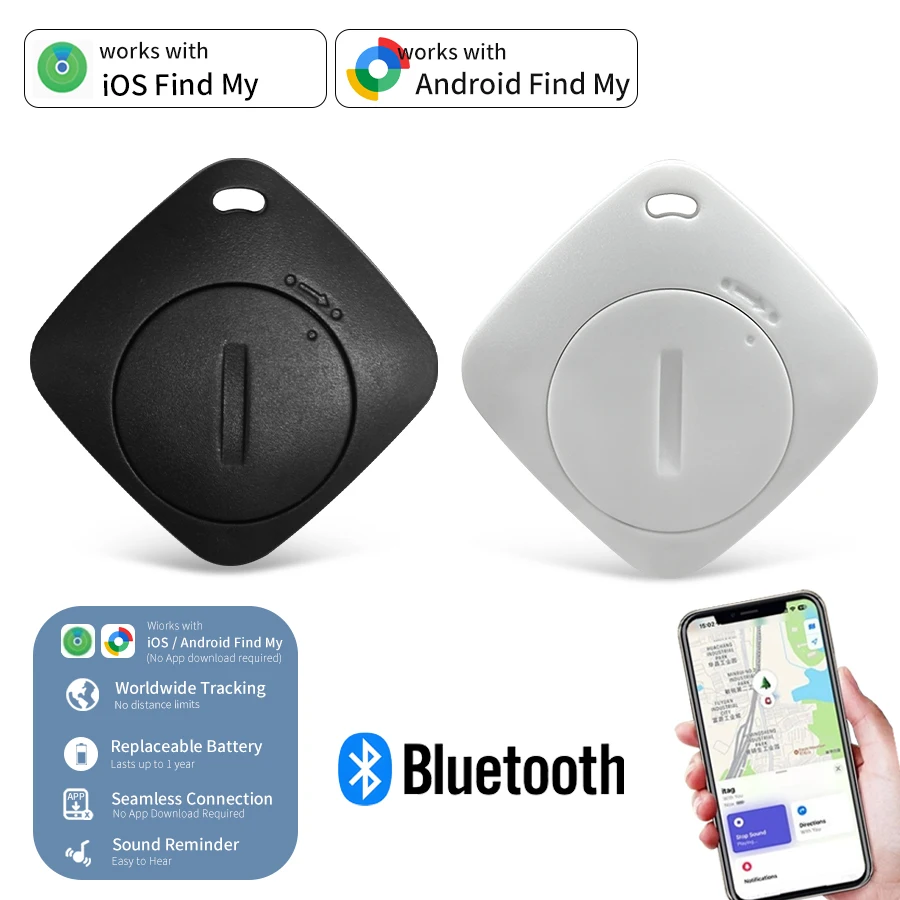 جهاز تعقب GPS ثنائي النظام للحيوانات الأليفة iOS Android Bluetooth Tracking Tag Item Locator يعمل مع iOS Find My or Google Find Hub App #1
