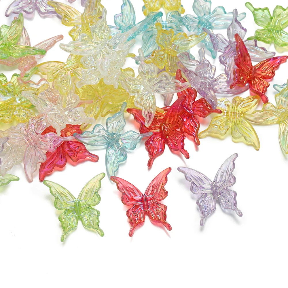 

10pcs/Lot Acrylic Beads Butterfly AB Colorful Beads Loose Spacer Beads for Jewelry Making DIY Necklace Bracelet Accessories