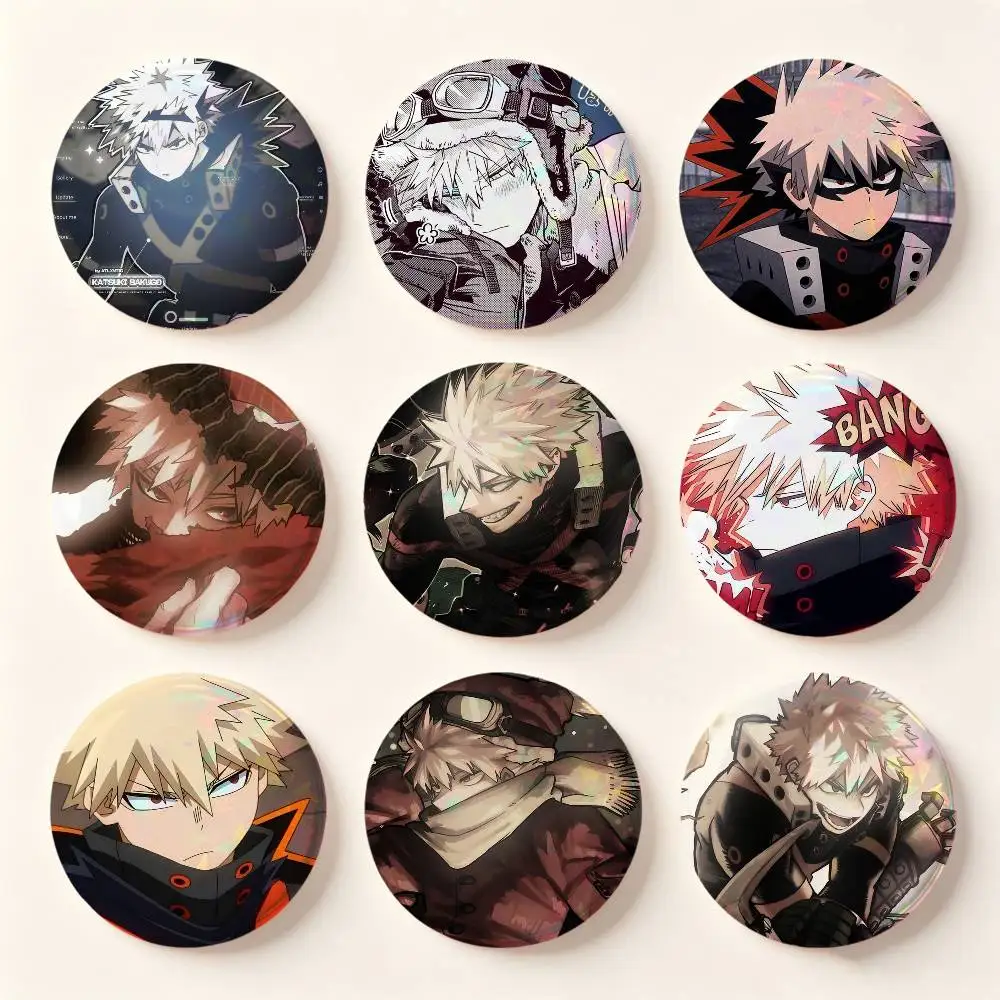 Cartoon Character Katsuki Bakugo Badges Button Round Creative Pin Brooch Badge Bag Decor Accessories Fans Collect Friends Gifts