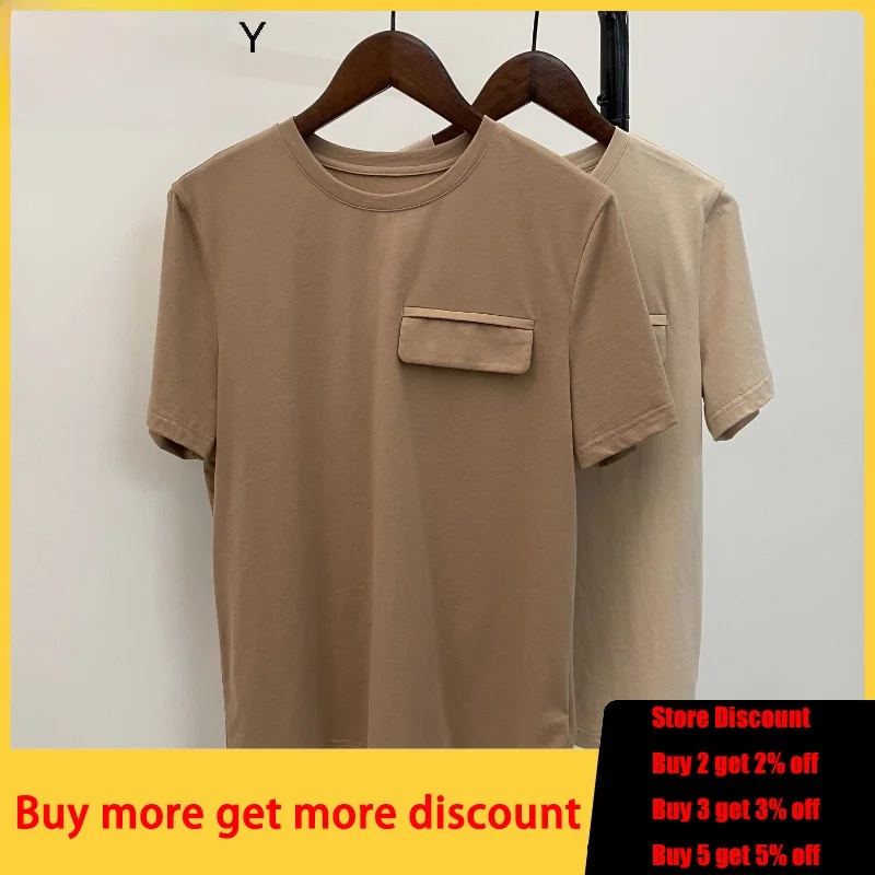 WOTWOY T-shirt décontracté d'été pour femme avec faux ket One-Ne Design confortable 00% autres matériaux Faionable Dr