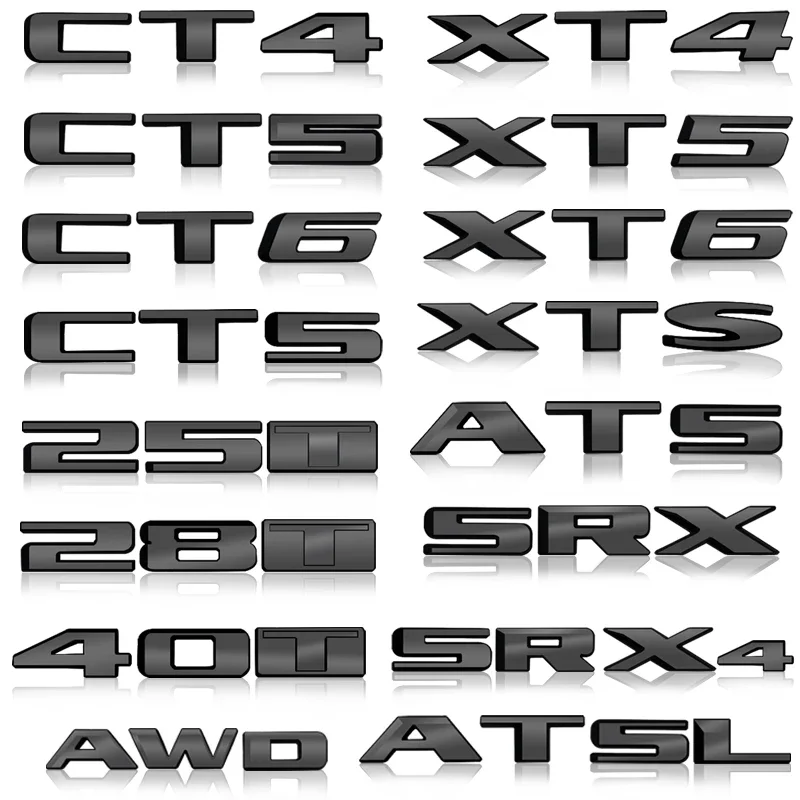 Bright Black Metal Car Rear Trunk Emblem Badge For Cadillac CT4 CT5 CT6 XT4 XT5 XT6 CTS XTS ATS SRX SRX4 ATSL AWD 25T 28T 40T