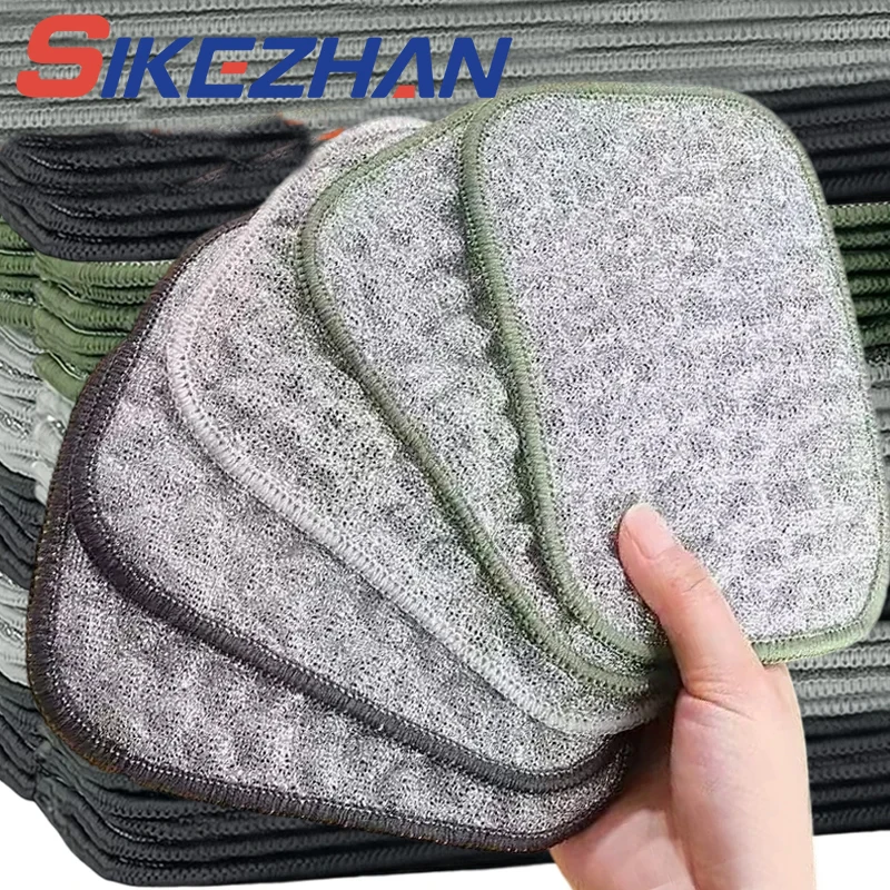 قماش الأطباق طبقة مزدوجة سميكة غير النفط منشفة أطباق تجوب القماش ماصة خرقة الفضة الحرير غزل القطن غسل الصحون 12*16 سنتيمتر أداة