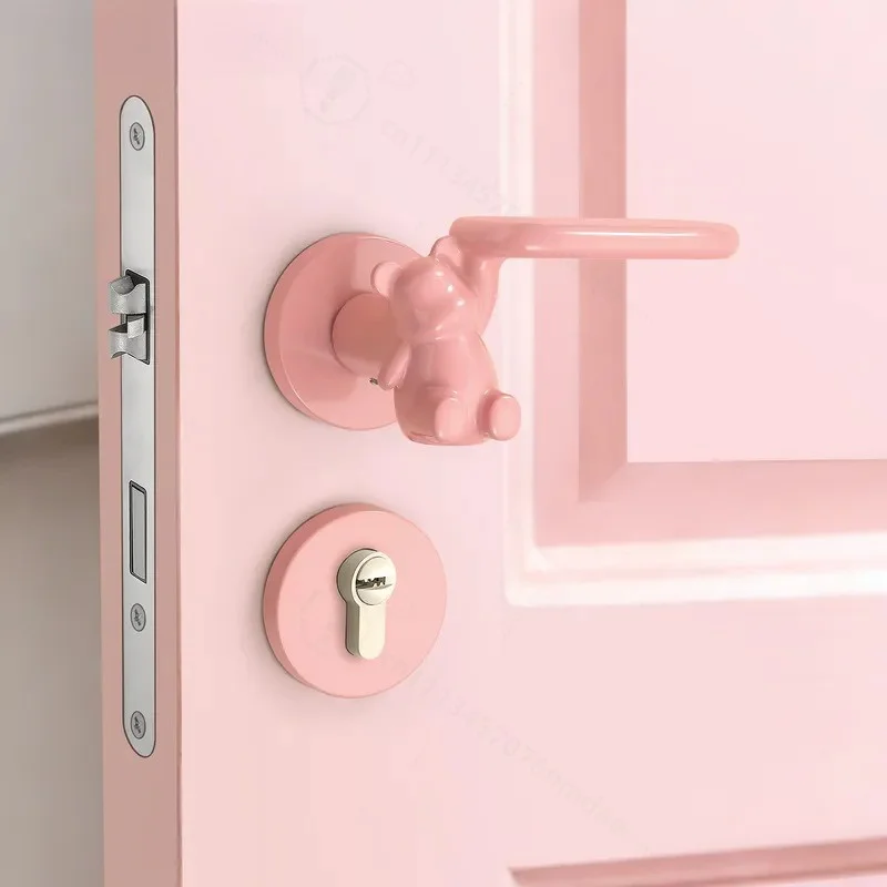 Creative Bear  Room Indoor Door Lock  Fun Bedroom Zinc Alloy Universal Magnetic Silent Room Door Lock