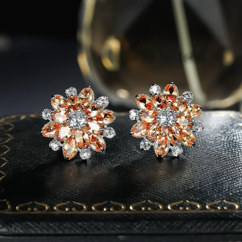 Zircon Snowflake Earrings Light Luxury Style Valentine's Day Gift for Girlfriend Versatile High-End Jewelry Accessory