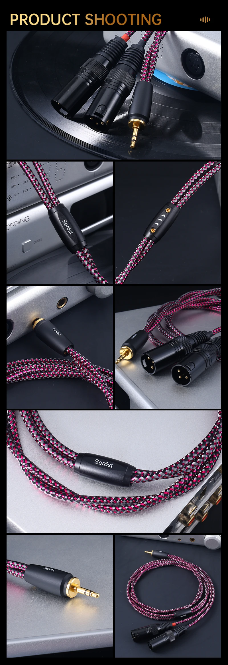 Serost Moon HiFi-Kabel Stereo auf Dual 3-Pin XLR Balance-Buchse 3,5mm 4,4mm 6,5mm OCC Einkristallkupfer für Musikplayer-Lautsprecher – Detail 9