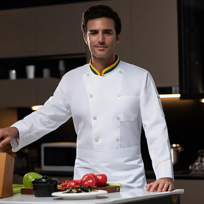 Uniforme de Chef de Restaurant occidental, tenue d'automne et d'hiver, restauration, hôtel, cantine, boulanger, magasin de gâteaux, vêtements de travail à manches longues