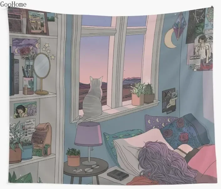 Early Morning Wall Tapestry Cover Beach Towel Throw Blanket Picnic Yoga Mat Home Decoration 240115