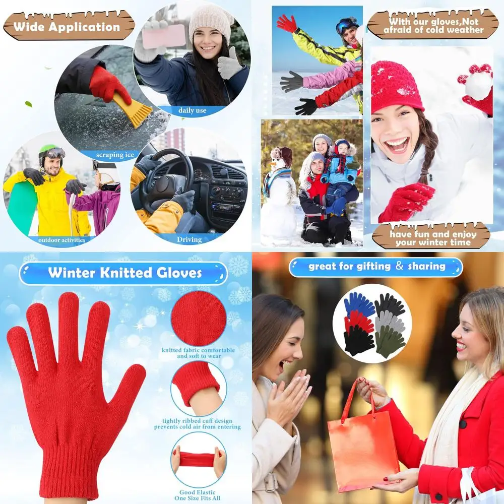 100 عبوة من القفازات المحبوكة الدافئة، قفازات شتوية قابلة للتمدد للرجال والنساء، مثالية للتبرع بالجملة والخيرية #1