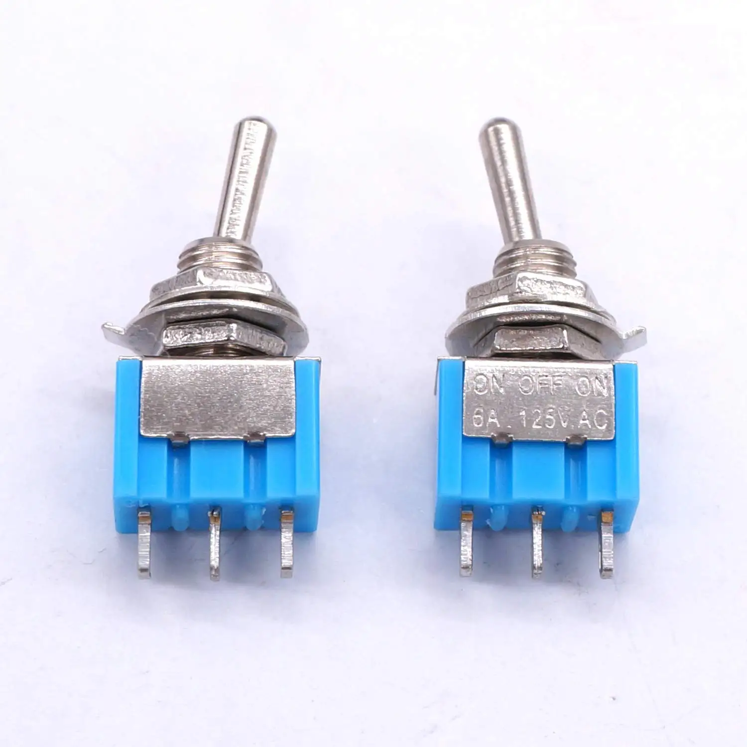 10Pcs DIY Toggle Switch ON-OFF-ON  3Pin 3 Position Latching MTS-103  AC 125V/6A 250V/3A Power Button Switch Car