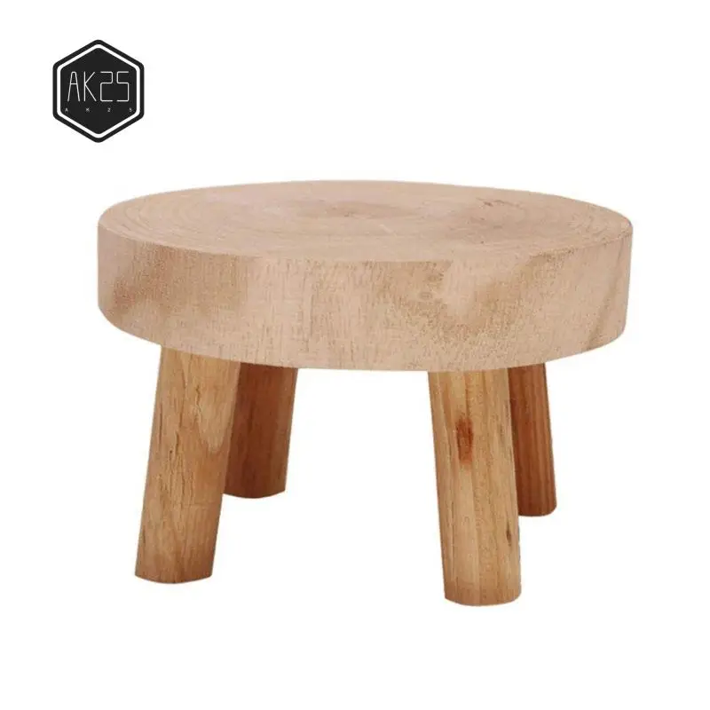 

AK25-Mini Wooden Stool Display Plant Stand Decorative Wood Plant Stool Bonsai Holder For Indoor Outdoor Home Garden