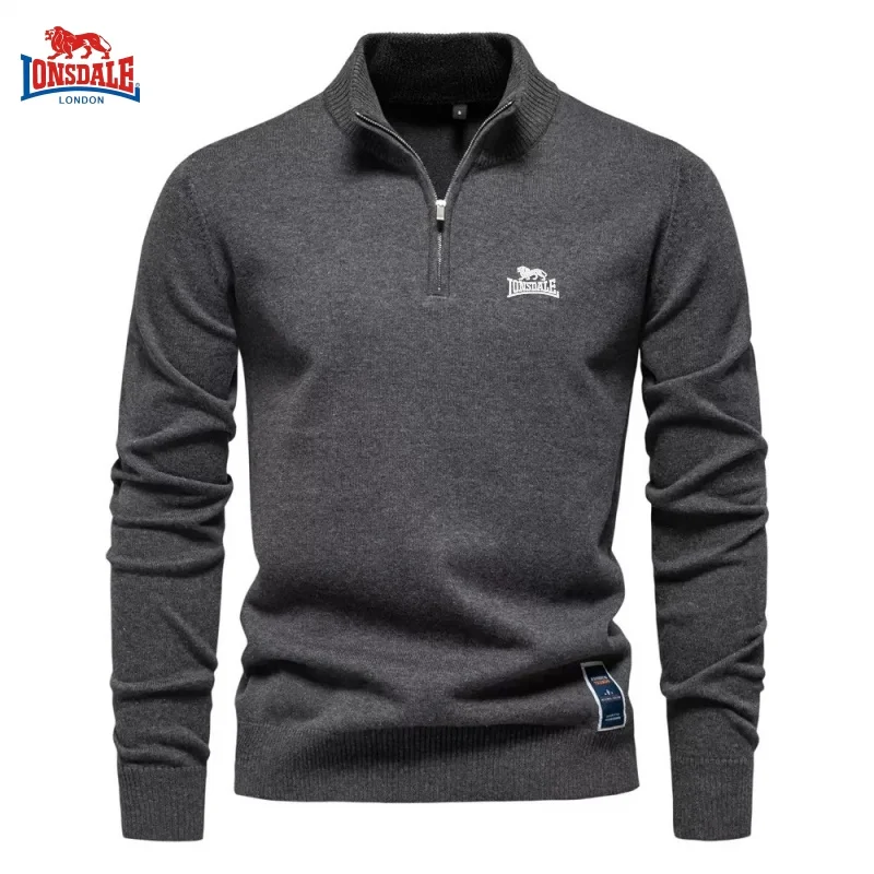 New men's high-quality pure cotton knitted half zip sweater, fashionable for autumn and winter, casual, warm, versatile jacket