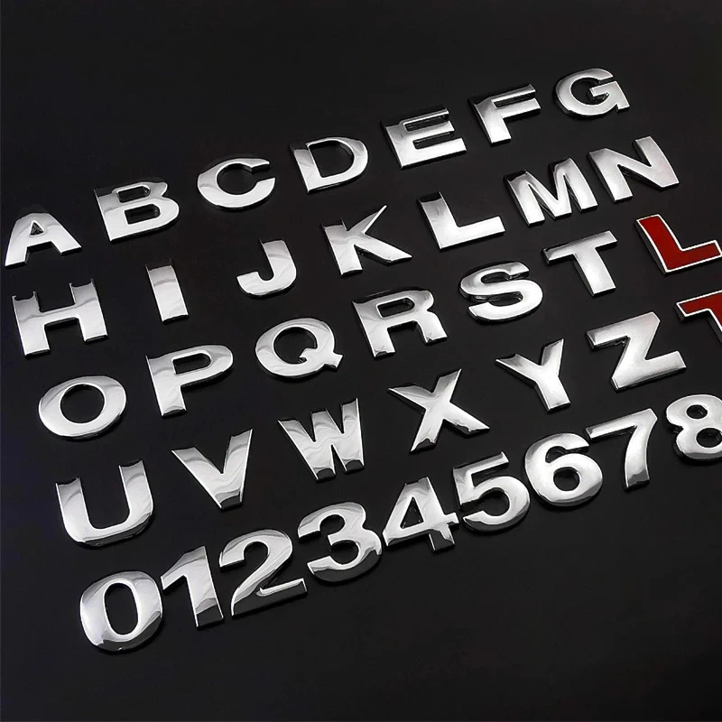 Letras e Emblema do Alfabeto do Carro, Letras Metal 3D, Números, Etiqueta Chrome, Etiqueta Automóvel, Logótipo Trunk, Audi, BMW, 45mm, 25mm