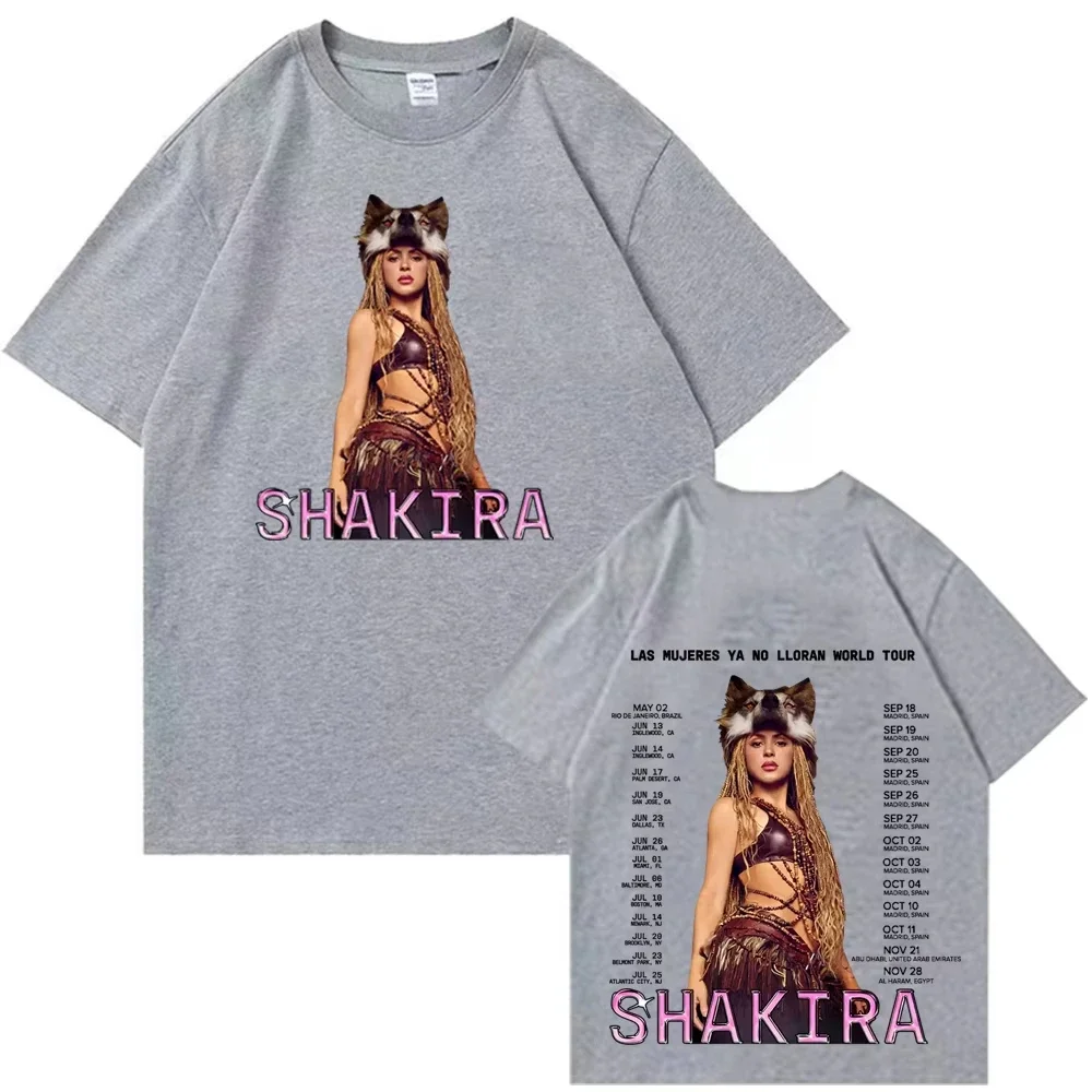 Shakira 2026 World Tour Fans Support T-Shirt aus reiner Baumwolle, Sommer, für Herren und Damen, übergroß, locker, Streetwear, Y2k-Stil, Rundhalsausschnitt – Detail 6
