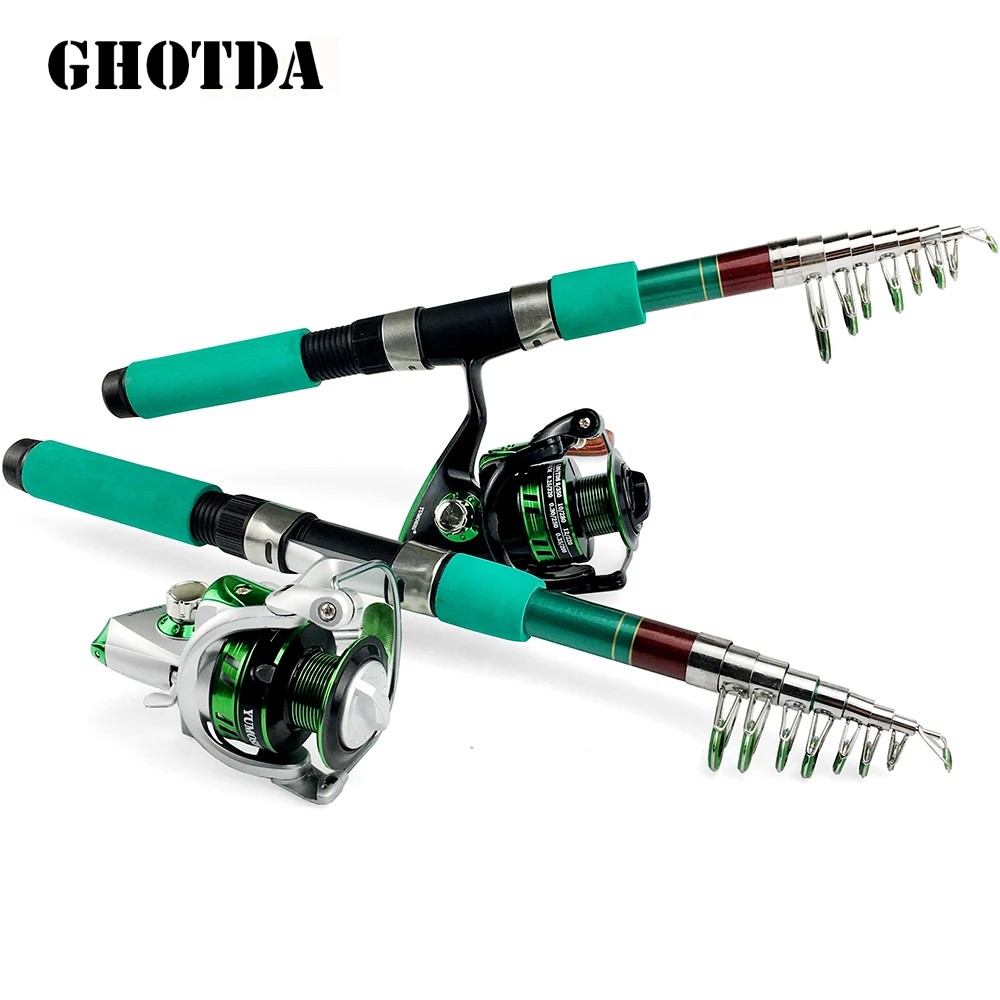 1pc Portable Fishing Rod Combo 2.1-3.6M Telescopic Carbon Fishing Rod With Fishing Reel1000-5000 Kit Carp Fishing Accessories