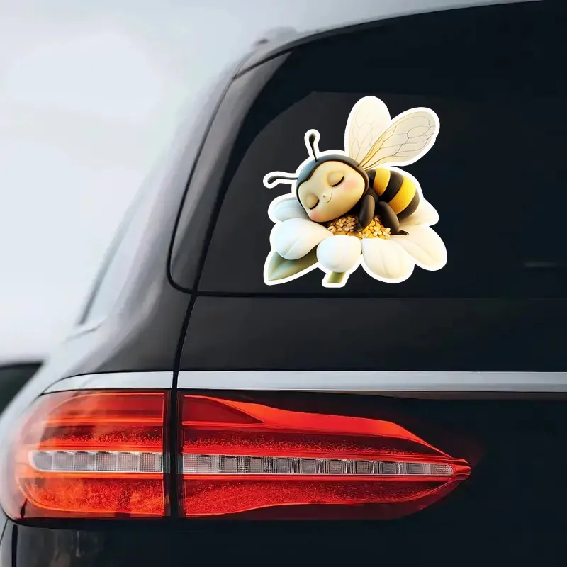 Bee Cute Bumblebee Car Stickers for Window Nursery Decor Baby Wall Art Adhesive Decals - Fun Yellow Black Insect Theme HE18