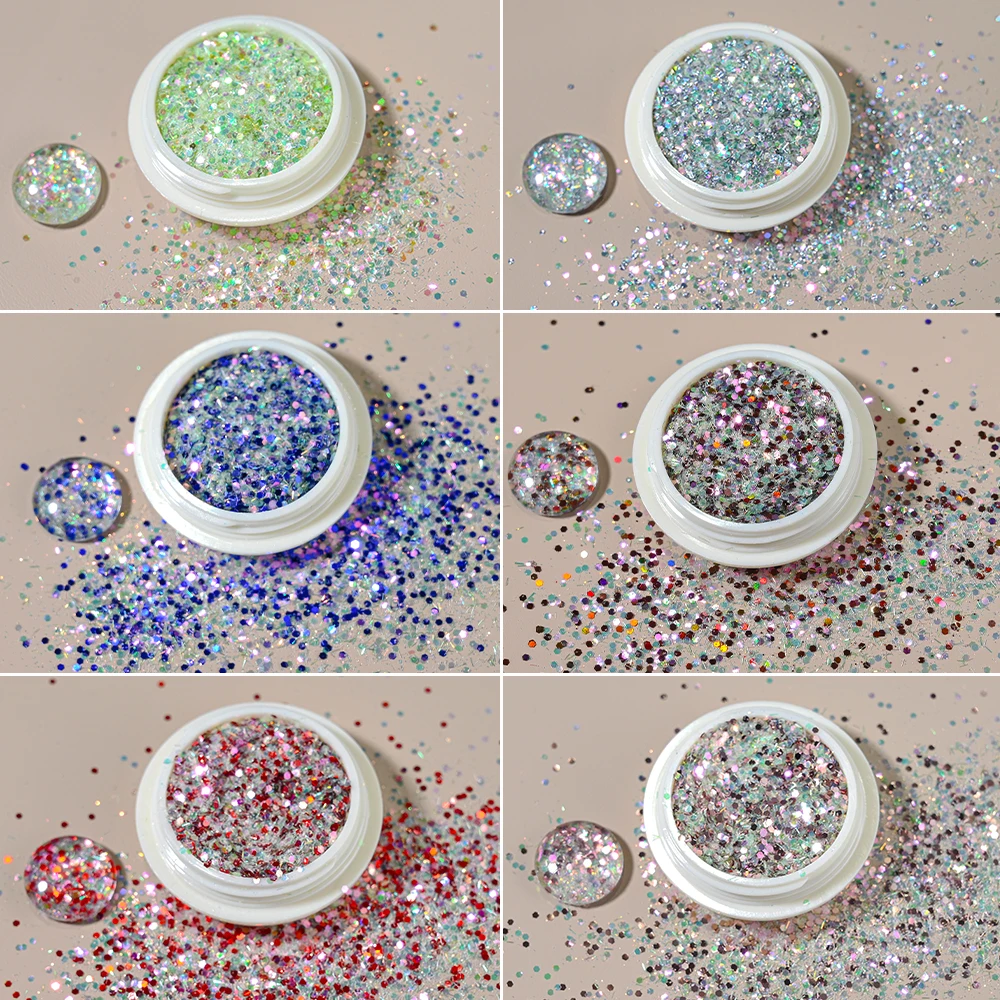 8 boîtes de paillettes hexagonales mixtes pour ongles, grosses flocons holographiques scintillants pour le visage, les yeux, le corps, maquillage, décoration Nail Art