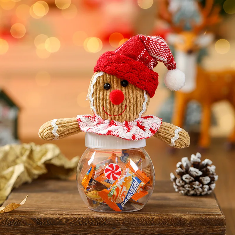 Gingerbread Man Doll Christmas Sweet Jar Candy Cookie Storage Box Chocolate Gift Packing Diy Container New Year Decor Bottle