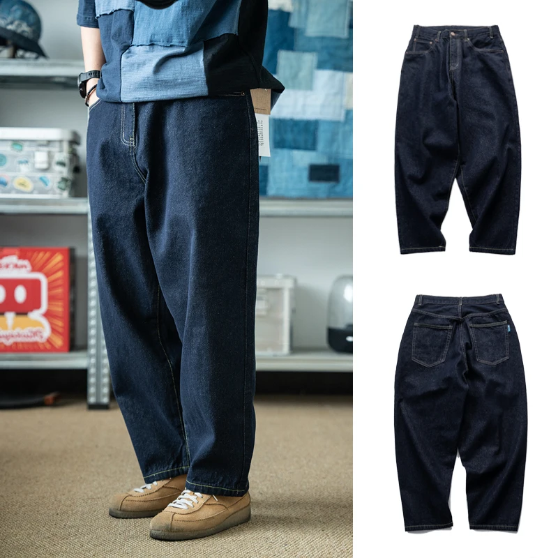 Calças Jeans Originais Lavadas Especialmente, Casuais e Soltas para Homens e Mulheres, Design com Borda de Corte, Mistura de ...