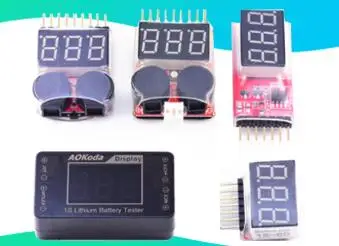 Indicador de voltaje de batería AOK-041, probador de batería 2 en 1 1-8S/5 en 1/1-6S Mini/2-6S con alarma de zumbador de bajo voltaje para modelos RC