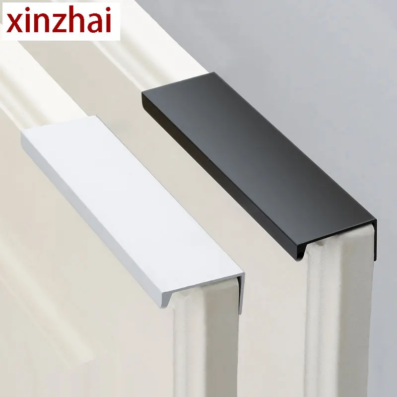 

Aluminum Alloy Invisible Handles Black Kitchen Cabinets Pulls Furniture Wardrobe Door Knobs Black Cabinet Pulls