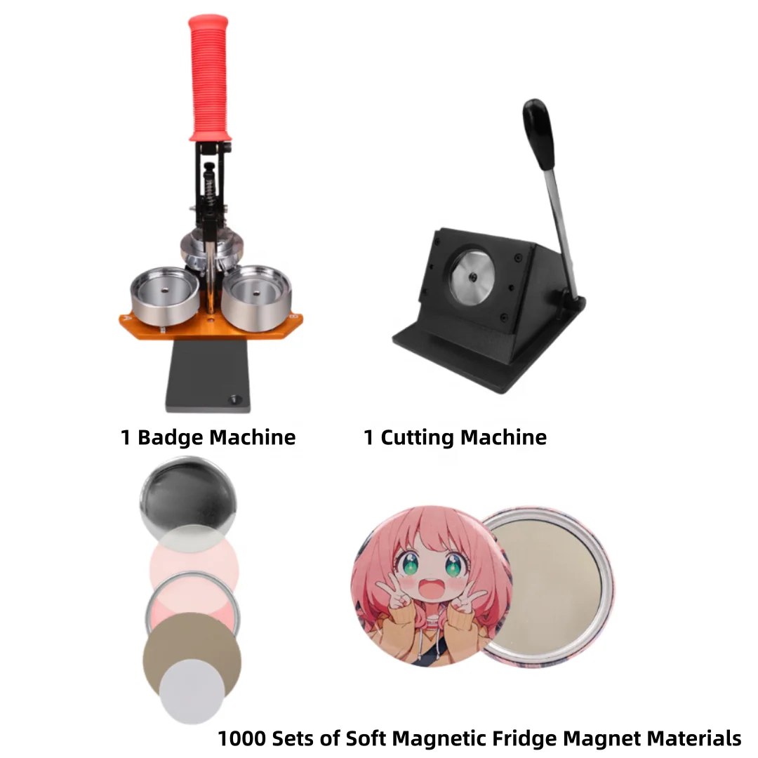58mm Round Manual Press Button Badge Making Machine DIY Pin Badge Maker For Home DIY Small Business Gifts Fridge Magnet Making