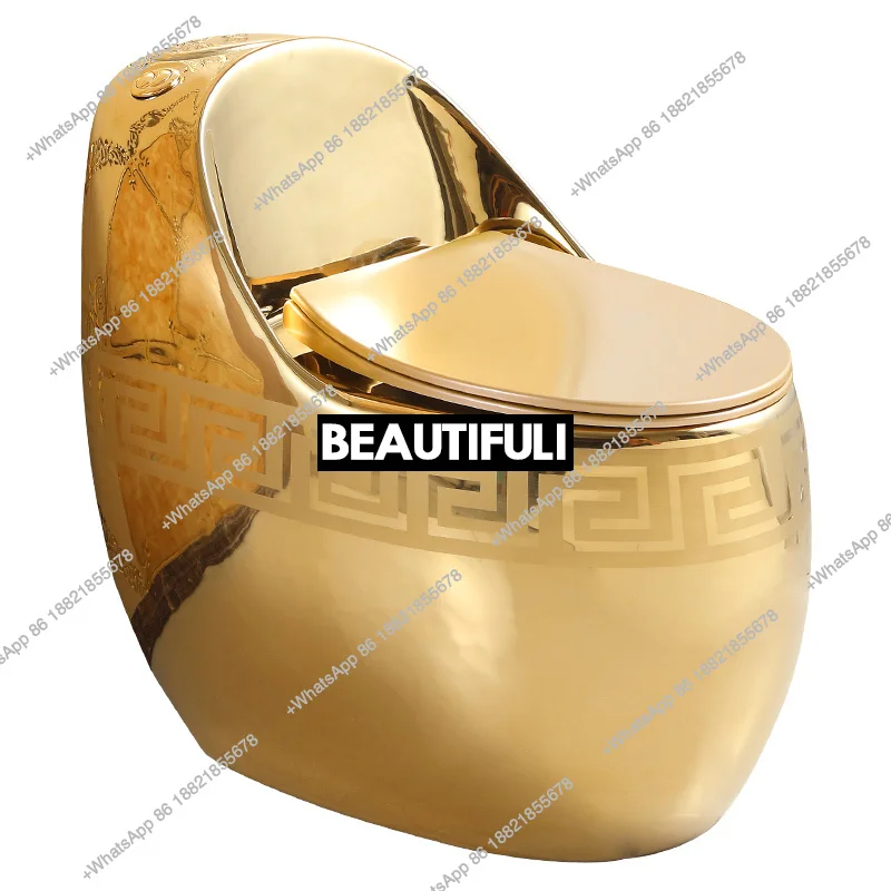 

Household flush toilet Siphon water-saving toilet Personalized creative golden egg-shaped toilet