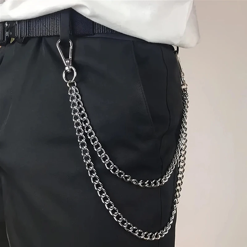 ★▲2/3Layer Punk Hip-hop Long Metal Belt Chain Fashion Trousers Pant Waist Metal Chain Keychain view 2