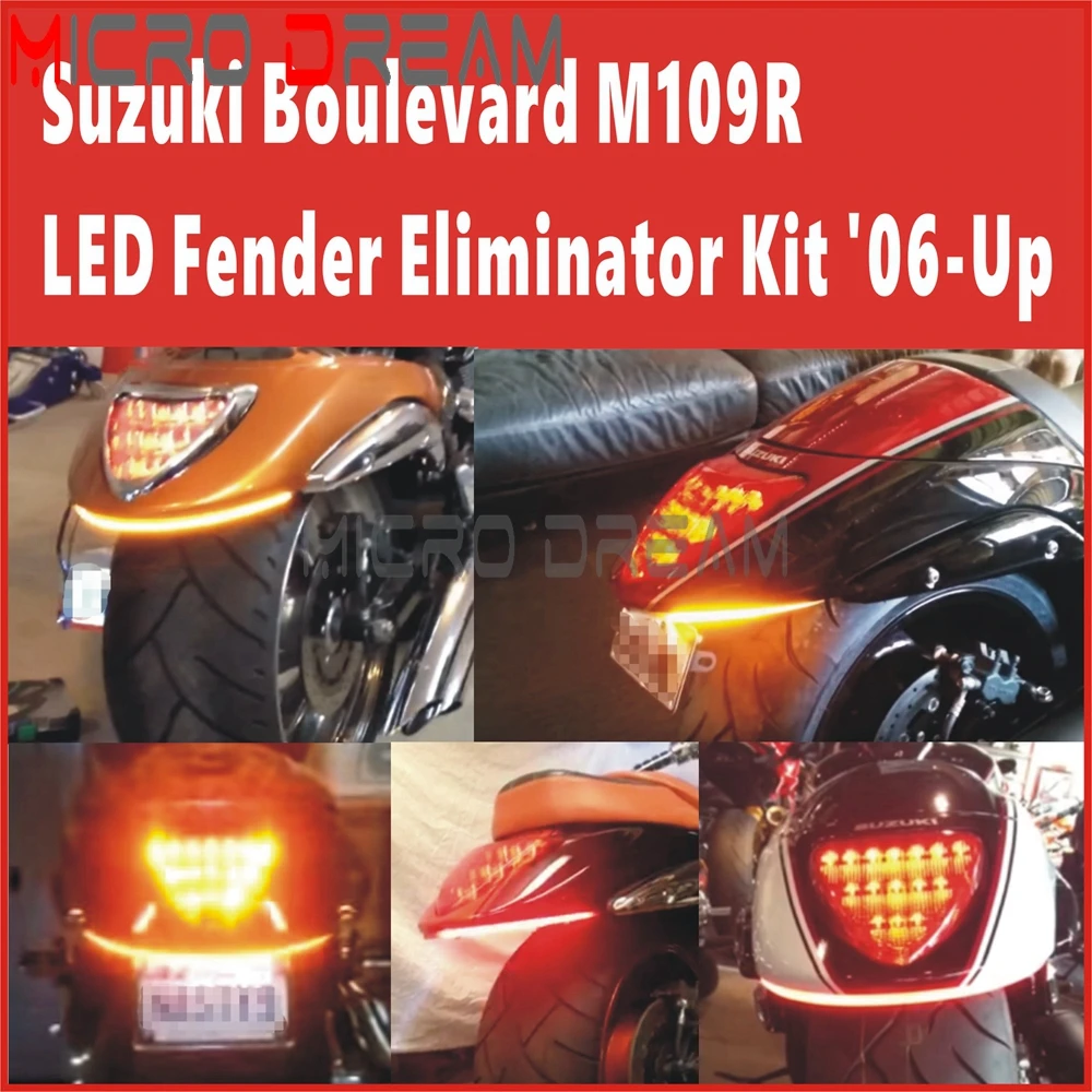 For Suzuki Boulevard M109R M90 2006+ Motorcycle Tail Tidy Fender Eliminator LED Flowing Rear Turn Signal Running Brake Taillight