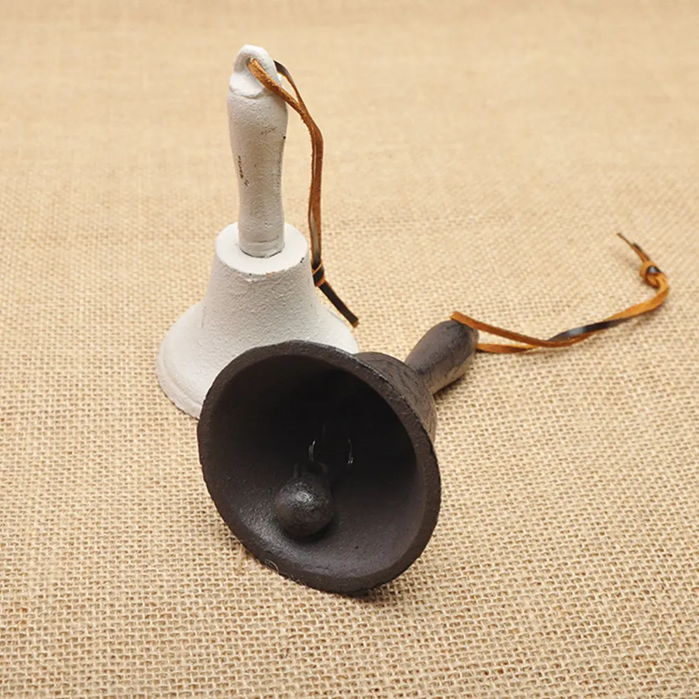 1Pcs Retro Iron Bell Archaize Hand Bell Vintage Style Extra Loud for Home School Restaurant Service Call Decoration