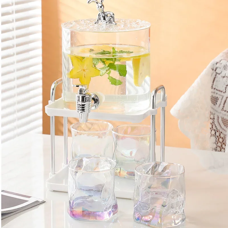 Light Luxury Glass Teapot with Leading Fruit Juice Beverage Bucket High Temperature Resistance High Appearance Level Wine Cooler