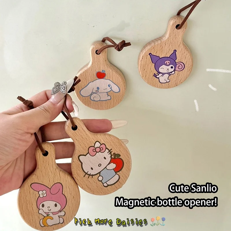 Kawaii Sanrio Hello Kitty Wijnopener Meisje ronde Bierflesopener Draagbare Koelkastmagneet Anime Gift