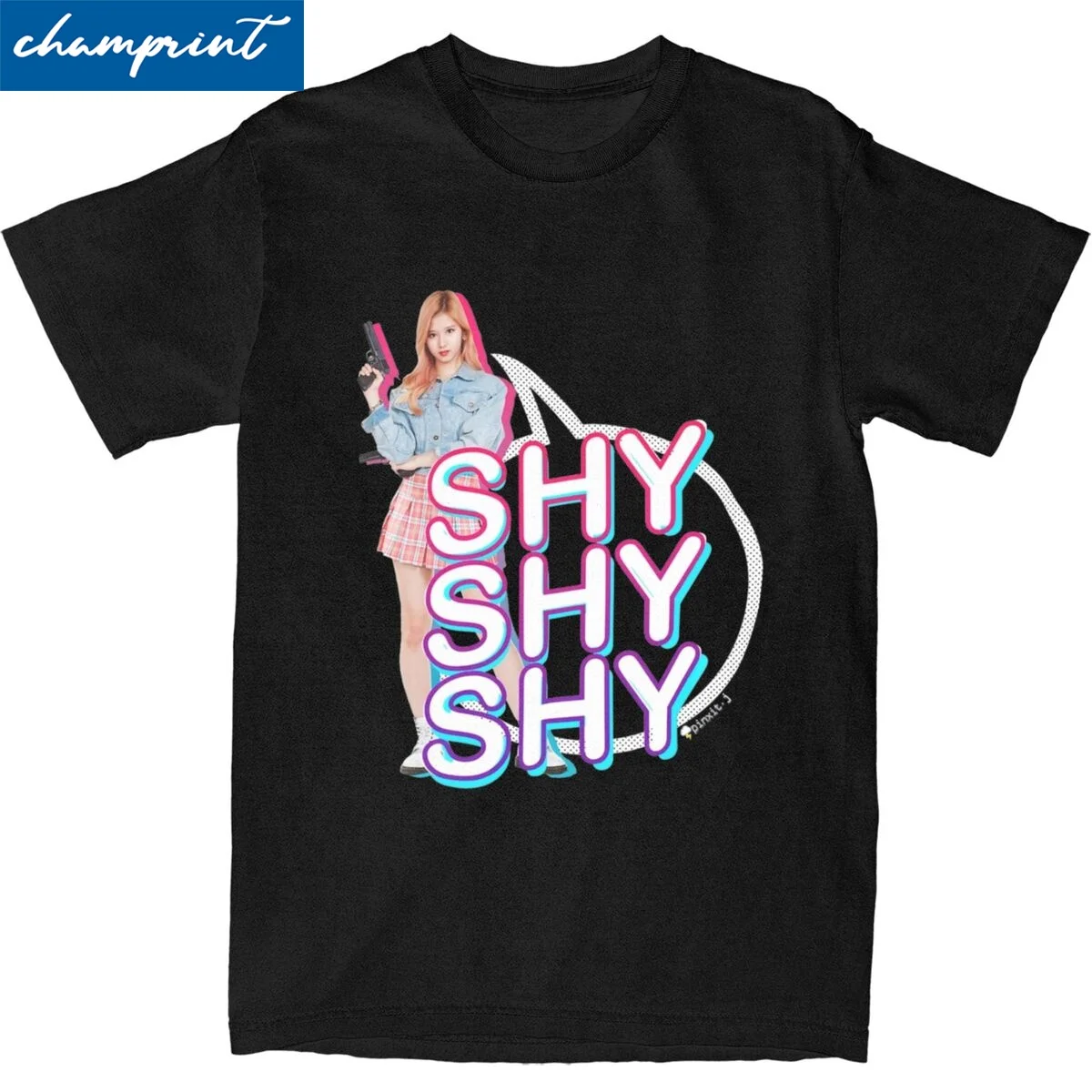 Streetwear TWICE Sana Shy Shy Shy Power Tshirts Men Round Neck Short Sleeve Tops Shirts Cotton Top Tee