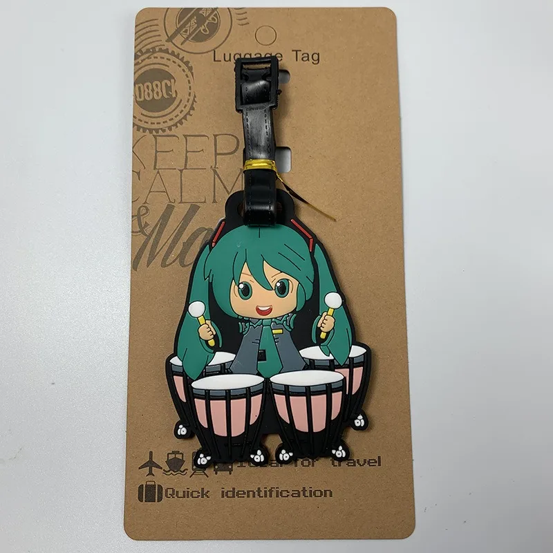 Hatsune Miku Luggage Tags Backpack Decoration Cartoon Portable Label Girl ID Address Holder Anime Baggage Identification Hanging