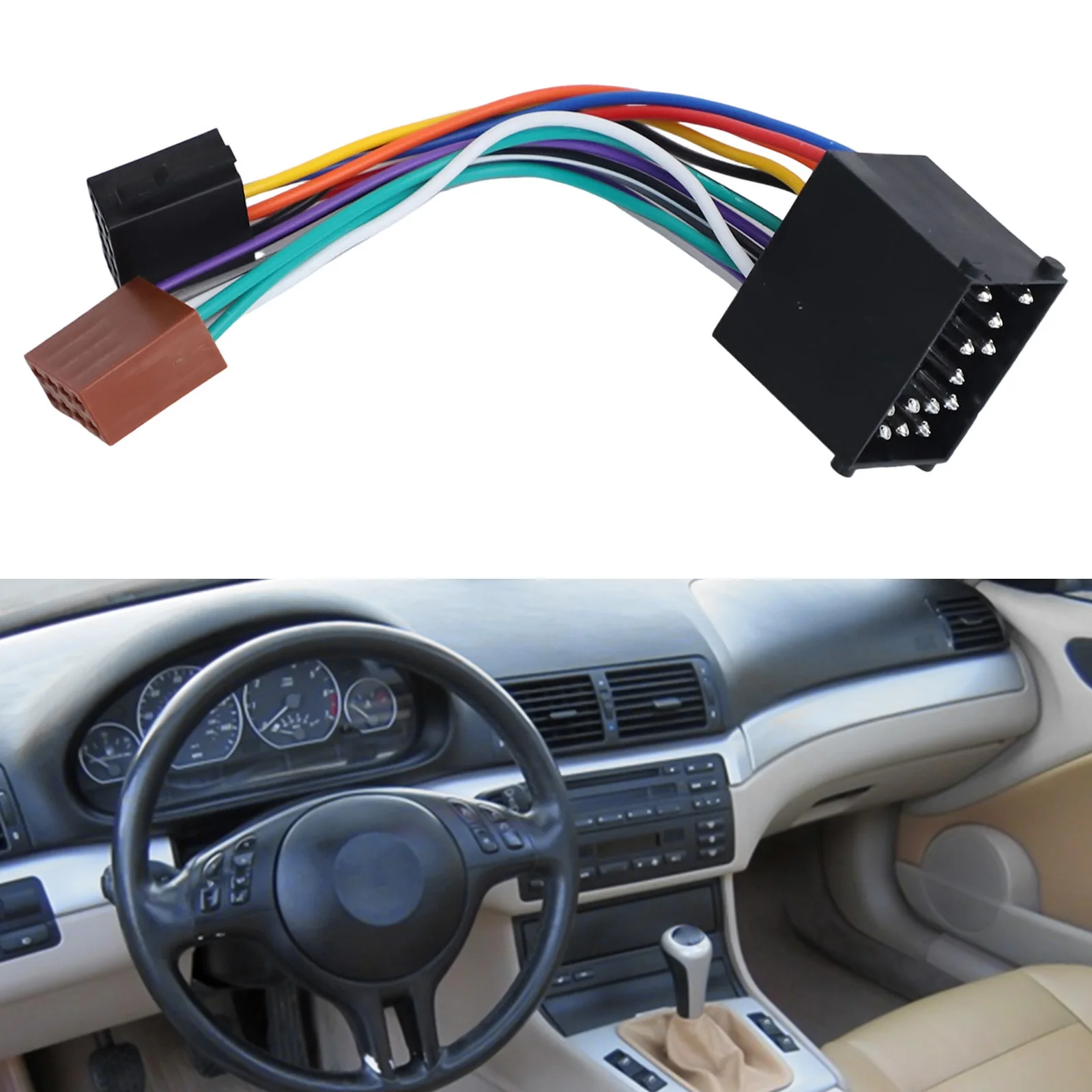 ISO Switch Cable Car Radio Adapter Radio Upgrade Waterproof Functionality Wear-Resistant Design ABS Material For MINI COOPER