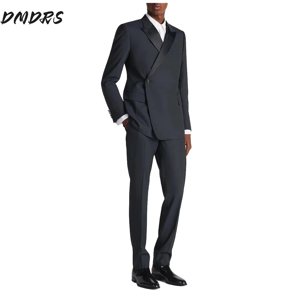 Traje de fiesta clásico con un solo botón, 2 uds., traje elegante con botones sólidos para padrinos de boda, incluye chaqueta, pantalones, traje personalizado, 2025