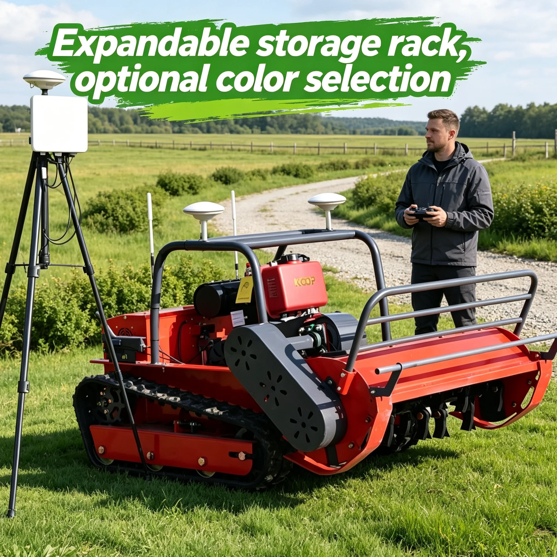 Customized intelligent robot lawn mower can add five kinds of extra attachments, adjustable cutting height for lawn trimming