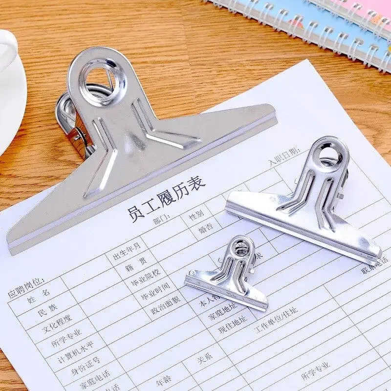 1-5 Pcs Bag Clips Stainless Steel File Food Folders Organizer Plus Size School Stationery Supplies Kitchen Essentials 5 Sizes