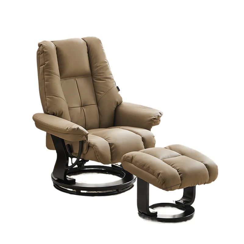 

The first layer of cowhide single sofa can be rotated and reclined, leather living room, modern light luxury leisure combination