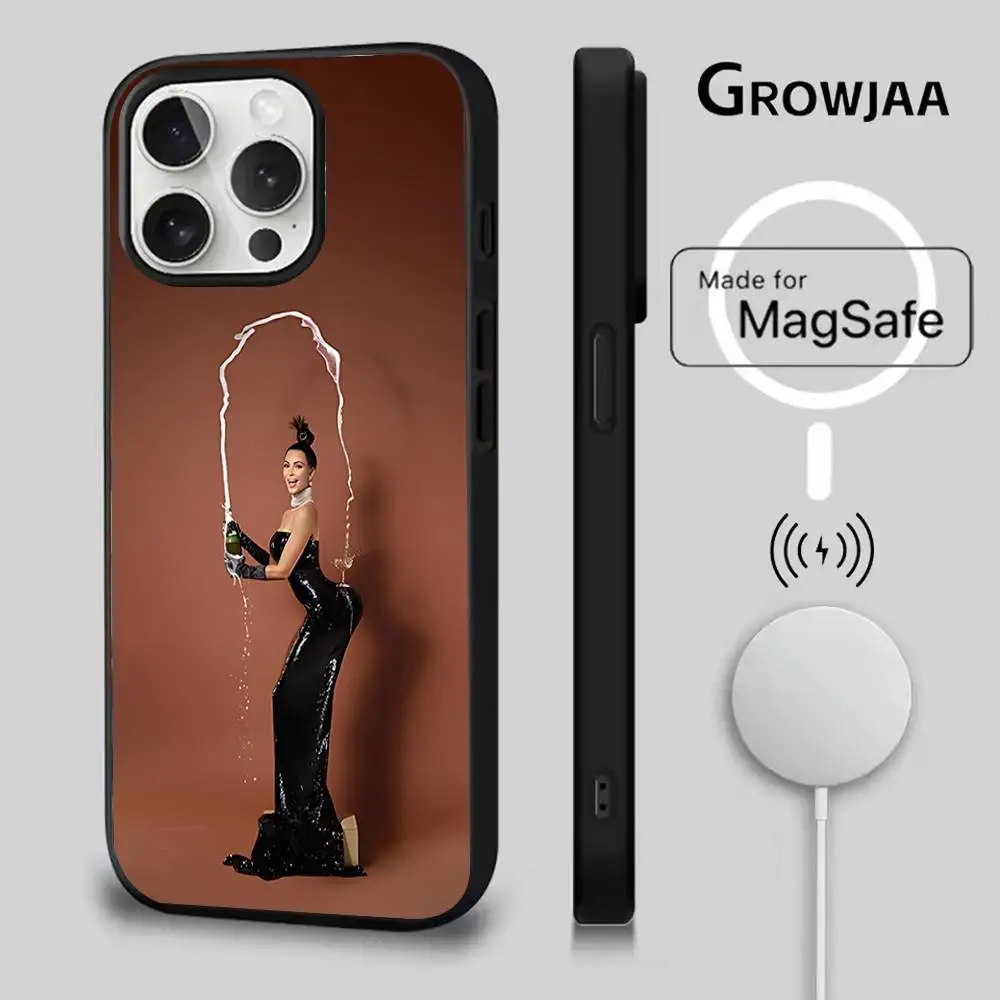 K-Kim K-Kardashians Capa de telefone engraçada para iPhone 17,16,15,14,13,12,11,Pro,Max,Plus,Mini,SE4,E Carregamento sem fio magnético Magsafe