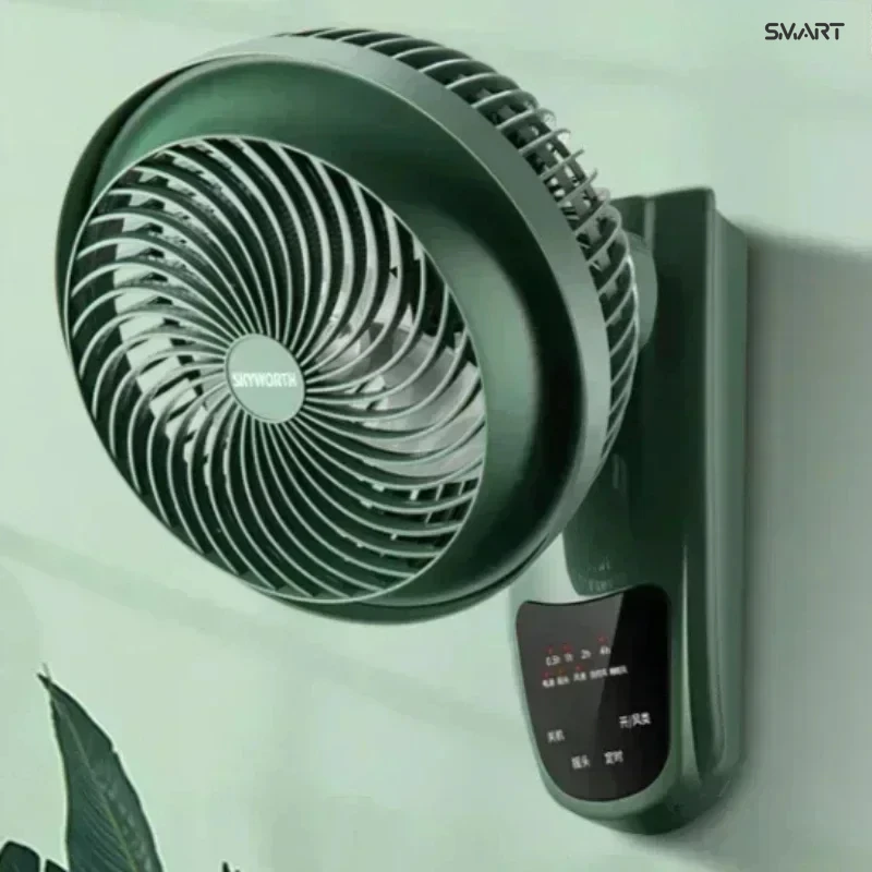 Ventilador elétrico de parede, ventilador de circulação de ar sem enxágue para quarto doméstico. Ventilador de cabeça oscilante de parede para cozinha e banheiro.