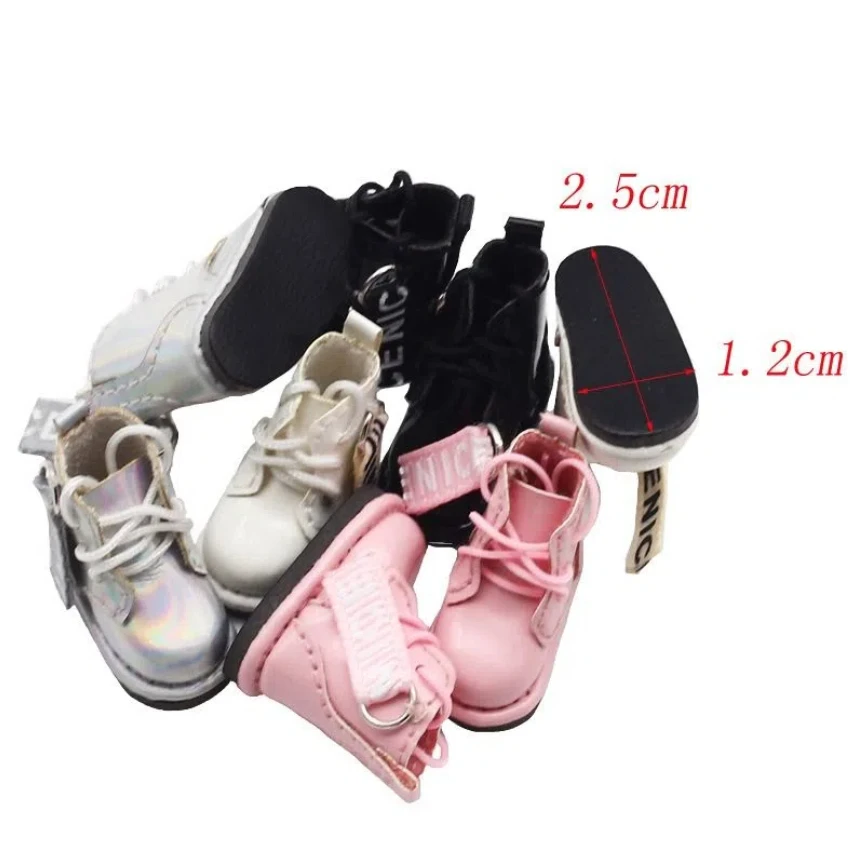 1Pair High-top Obitsu 11 Doll Leather Boots Plating Silver PU Leather 1/12 Bjd Doll Leather Shoes Casual Mini