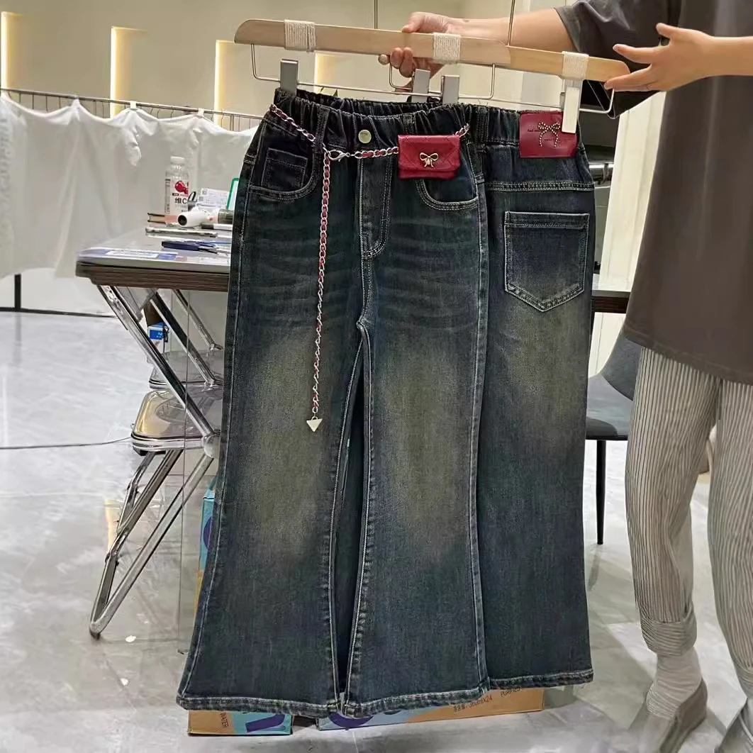 

Girls jeans Autumn 2024 Korean version of foreign casual pants without belt 청바지 بنطلون اولاد