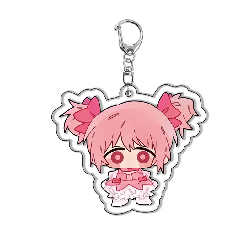 Anime Puella Magi Madoka Magica Keychain Cute Figure Kaname Madoka Akemi Homura Pendant Car Key Chain Ring For Fans Gift Jewelry