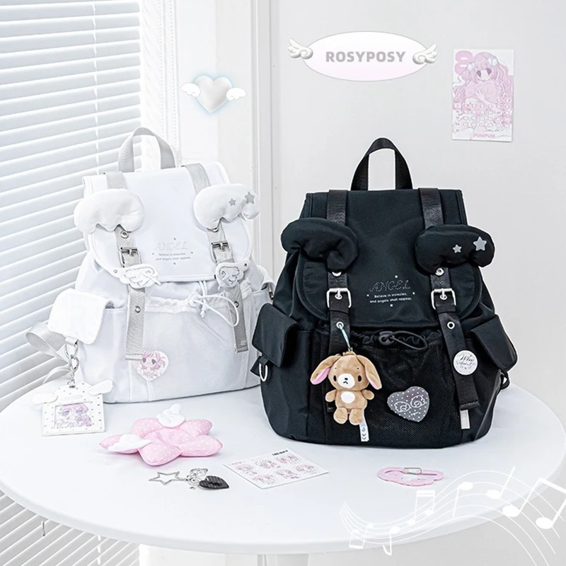 

1 шт., рюкзак с крыльями, милый рюкзак для школьников средней школы, большой емкости, компьютерный рюкзак, рюкзак для хранения