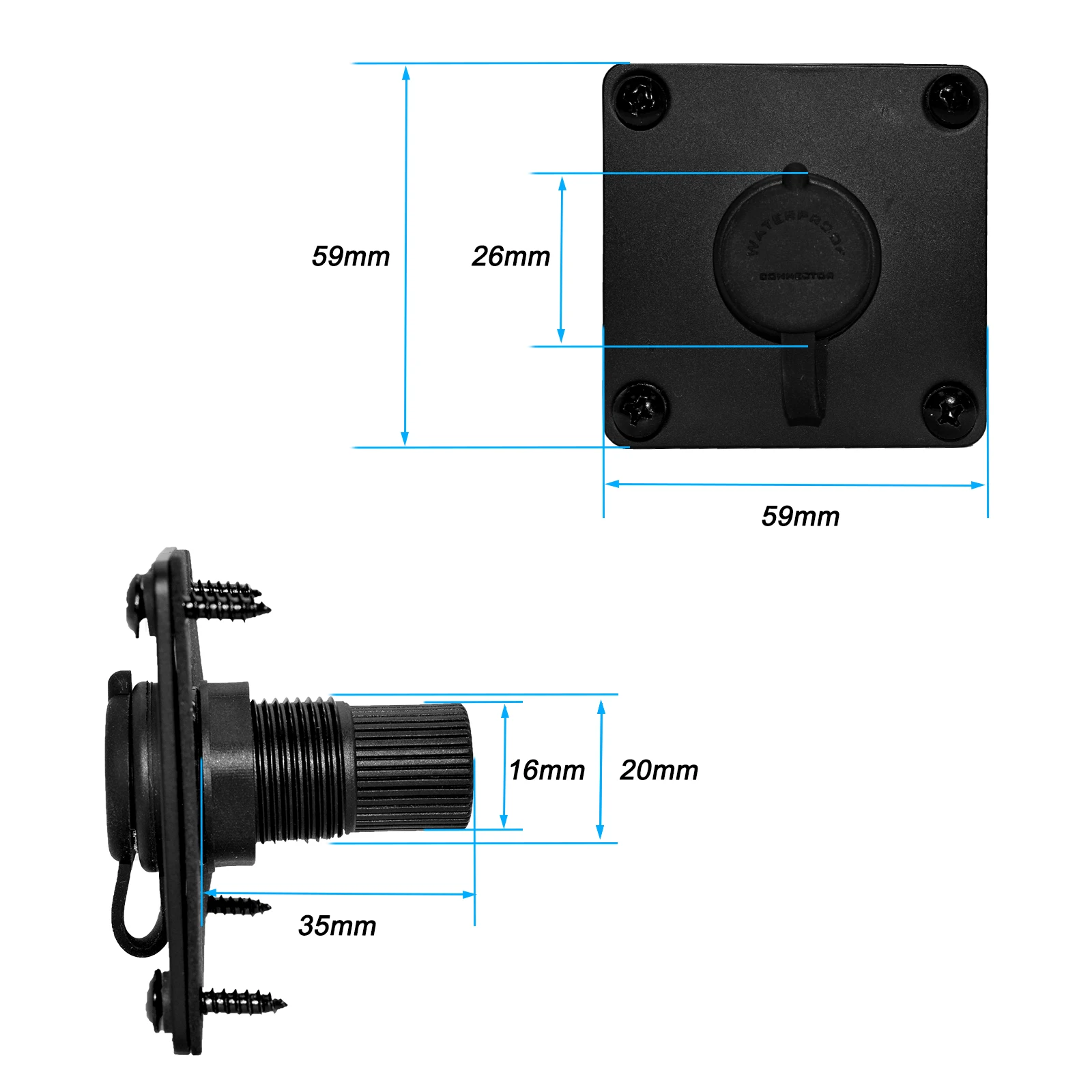 Waterproof Wall Socket Passthrough for Starlink Gen 3 Female Power Connector Port for RV Campervan Battery Box Outlet