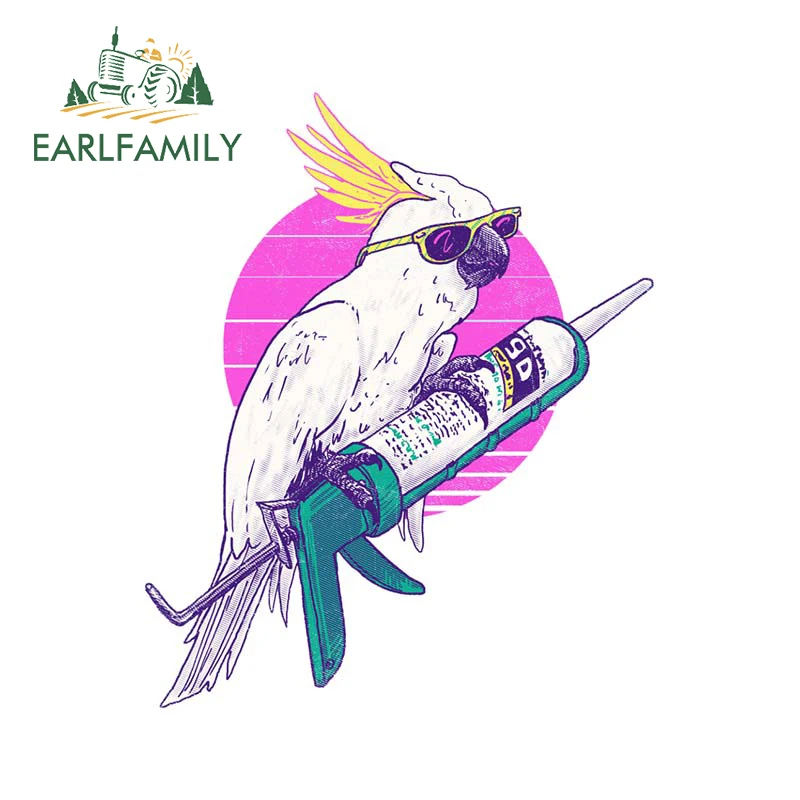 EARLFAMILY 13cm X 10.7cm Cartoon Cockatoo Parrot Conure Car Sticker Window Bumper Laptop Decals Funny Bird Car Styling