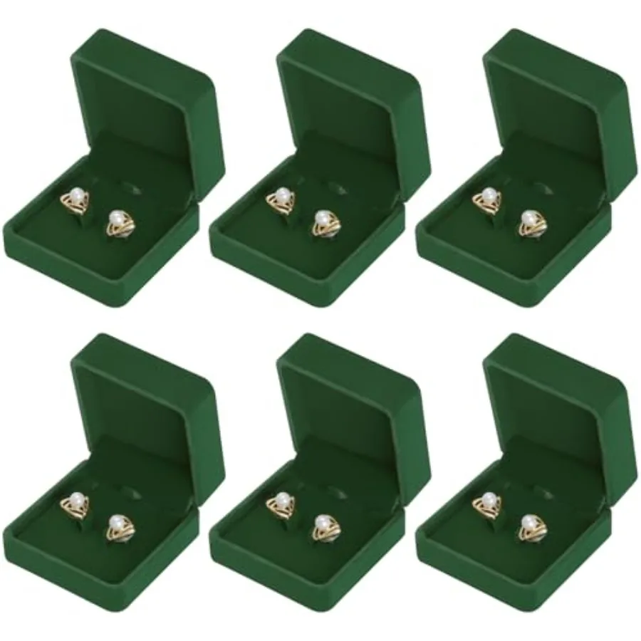 

6-Piece Classic Velvet Jewelry Earring Gift Box - Stud Earring, Necklace Pendant Display Case